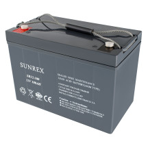 Уцінка Акумуляторна батарея SUNREX SR12-100, Ємність: 100Ah, 12V, 27kg, AGM battery, розмір: 307х169х211мм (ІБП UPS)