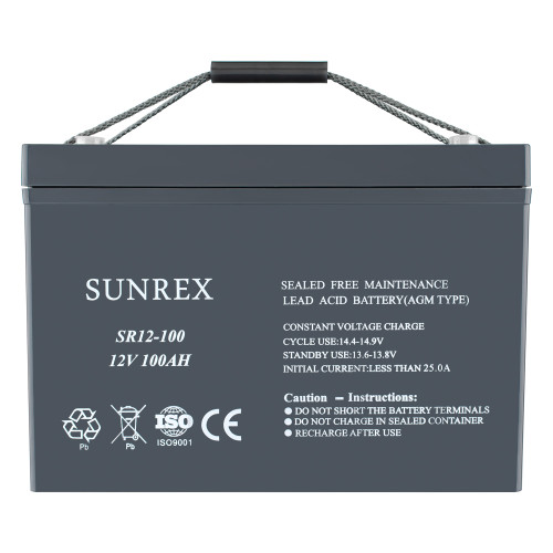 Уцінка Акумуляторна батарея SUNREX SR12-100, Ємність: 100Ah, 12V, 27kg, AGM battery, розмір: 307х169х211мм (ІБП UPS)