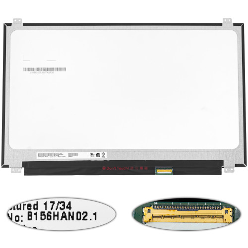Матриця 15.6 B156HAN02.1 HW:BA (1920*1080, 40pin(eDP, IPS), LED, SLIM(вертикальні вушки), матова, роз'єм праворуч знизу, ширина 350мм (narrow border)) для ноутбука