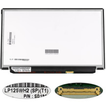 Матриця 12.5 LP125WH2-SPT1 (1366*768, 30pin(eDP, IPS !!!), LED, SLIM(без планок та вушок), матова, роз'єм праворуч знизу) для ноутбука (renew)