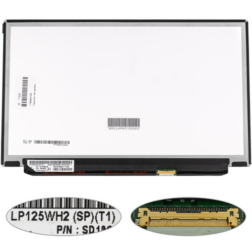 Матриця 12.5 LP125WH2-SPT1 (1366*768, 30pin(eDP, IPS !!!), LED, SLIM(без планок та вушок), матова, роз'єм праворуч знизу) для ноутбука (renew)