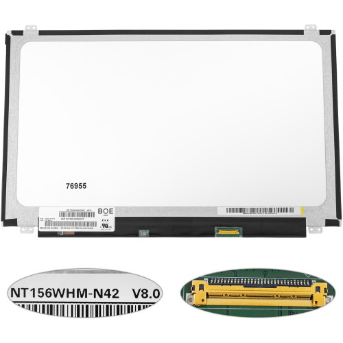 Матриця 15.6 NT156WHM-N42 (1366*768, 30pin(eDP), LED, SLIM(вертикальні вушки), матова, роз'єм праворуч знизу) для ноутбука