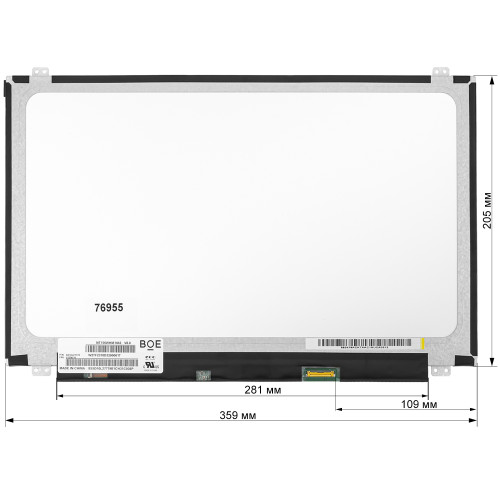 Матриця 15.6 NT156WHM-N42 (1366*768, 30pin(eDP), LED, SLIM(вертикальні вушки), матова, роз'єм праворуч знизу) для ноутбука