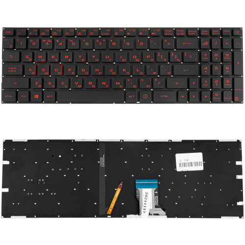 Клавіатура для ноутбука ASUS (GL702VS) rus, black, без фрейма, підсвічування клавіш