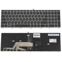 Клавиатура для ноутбука HP (ProBook: 450 G5, 455 G5) rus, black, silver frame, підсвічування клавіш, з джойстиком (ОРИГИНАЛ)