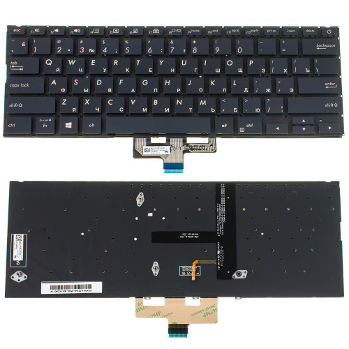 Клавіатура для ноутбука ASUS (UX433 series) rus, black, без фрейма, підсвічування клавіш