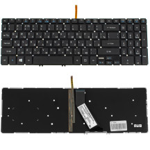 Клавіатура для ноутбука ACER (AS: V5-552, V5-573 series) rus, black, без фрейма, підсвічування клавіш