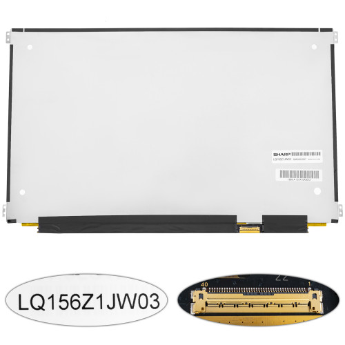 Матриця 15.6 LQ156Z1JW03 (3200*1800, 40pin (eDP, IPS), LED, SLIM (горизонтальні вушки), матова, роз'єм праворуч знизу) для ноутбука