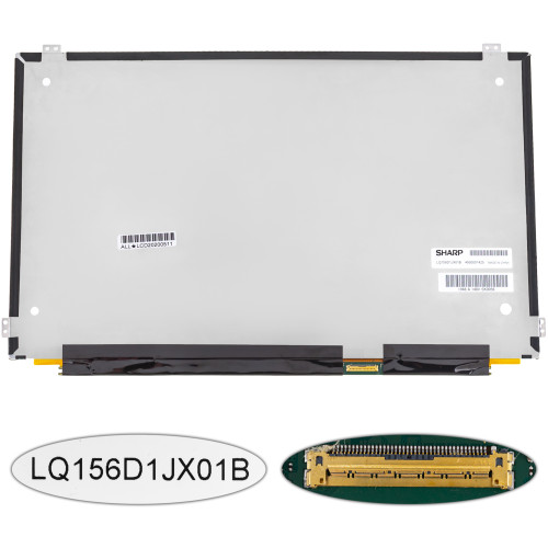 Матриця 15.6 LQ156D1JX01 (3840*2160, 40pin(eDP, IPS, 330cd/m2, 100% RGB), LED, SLIM(горизонтальні та вертикальні вушки), глянець, роз'єм праворуч знизу) для ноутбука