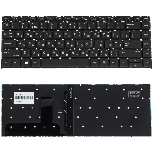 Клавіатура для ноутбука HP (EliteBook X360 1040 G5 G6) rus, black, без кадру, підсвічування клавіш