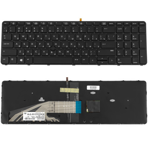 Клавиатура для ноутбука HP (ProBook: 450 G3, 455 G3, 470 G3) rus, black, подсветка клавиш, с джойстиком (ОРИГИНАЛ)