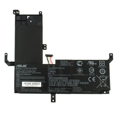 Оригінальна батарея для ноутбука ASUS B31N1708 (VivoBook Flip 15 TP510UA, TP510UF, TP510UQ series) 11.52V 3653mAh 42Wh Black