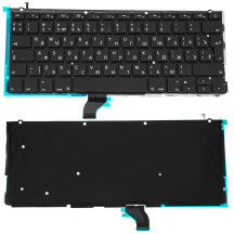 Клавиатура для ноутбука APPLE (MacBook Pro Retina: A1502 (2013-2015)) rus, black, подсветка клавиш, BIG Enter
