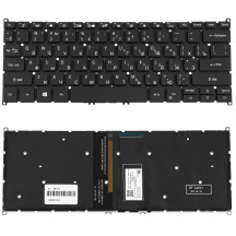 Клавіатура для ноутбука ACER (AS: SP513-52) rus, black, без фрейма, підсвічування клавіш