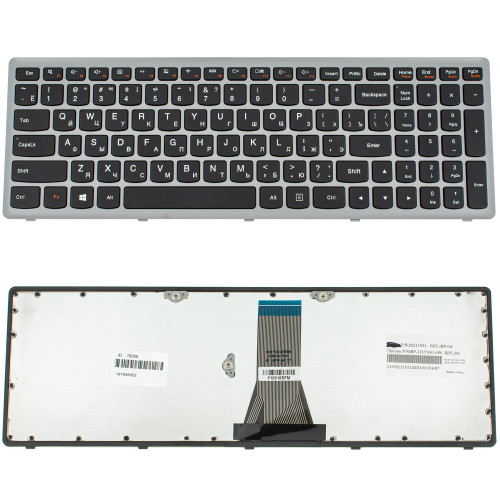 Клавиатура для ноутбука LENOVO (Flex 15, Flex 15D, G500s, G505s, S510p) rus, black, silver frame (ОРИГИНАЛ)