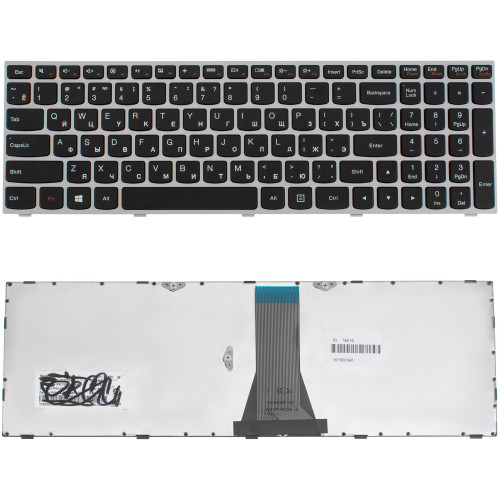 Клавіатура для ноутбука LENOVO (G50-30, G50-45, G50-70, Z50-70, Z50-75, Flex 2-15) rus, black, silver frame (оригінал)
