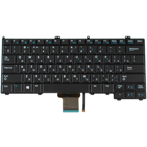 Клавіатура для ноутбука DELL (Latitude: 7000, E7240, E7440) rus, black, підсвічування клавіш, без джойстика