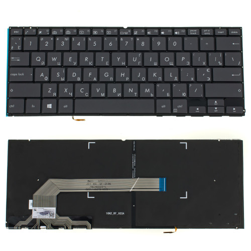 Клавіатура для ноутбука ASUS (UX370 series) rus, gray, без фрейма, підсвічування клавіш