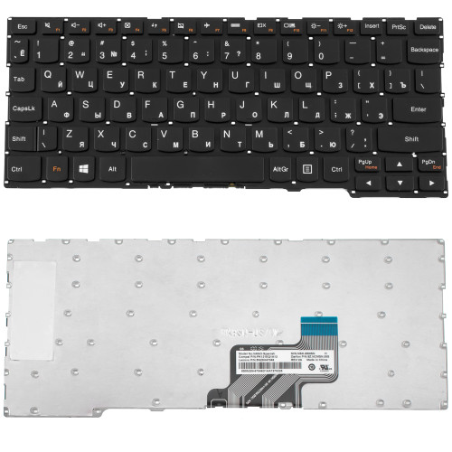 Клавіатура для ноутбука LENOVO (IdeaPad 300S-11IBR) rus, black, без фрейму