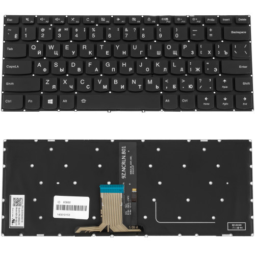 Клавиатура для ноутбука LENOVO (IdeaPad 310-14 series) rus, black, без фрейма, подсветка клавиш
