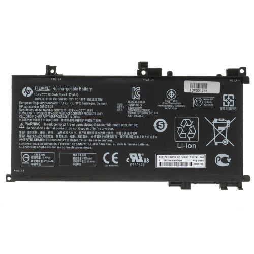 Оригінальна батарея для ноутбука HP TE04XL (Omen 15-AX200 series) 15.4V 4112mAh 63.3Wh Black