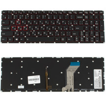 Клавіатура для ноутбука LENOVO (IdeaPad: Y700-15), rus, black, без фрейма, підсвічування клавіш(оригінал)