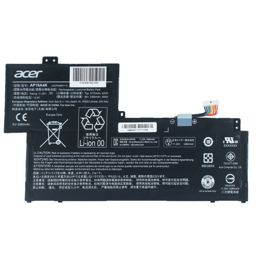 Оригінальна батарея для ноутбука ACER AP16A4K (Aspire One Cloudbook AO1-132) 11.25V 3770mAh 42Wh Black
