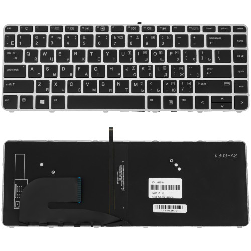 Клавіатура для ноутбука HP (EliteBook: 840 G3) rus,  silver frame, підсвічування клавіш
