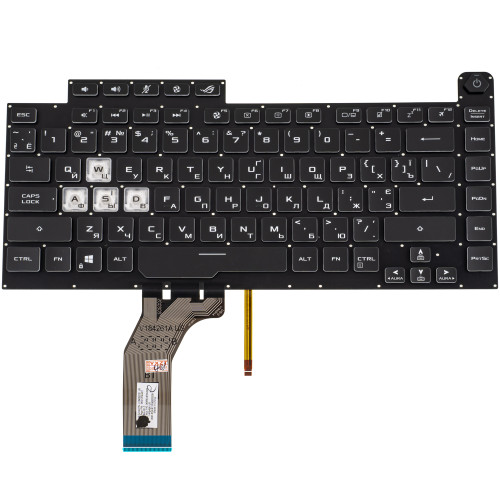 Клавіатура для ноутбука ASUS (G531 series) ukr, black, без фрейму, підсвічування клавіш (RGB 8 pin) (ОРИГІНАЛ)