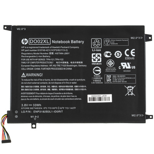 Оригинальная батарея для ноутбука HP DO02XL (Pavilion: X2 10-N) 3.8V, 8390mAh, Black