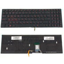 Клавіатура для ноутбука ASUS (G501, N501) rus, black, без фрейма, підсвічування клавіш