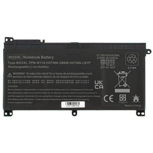 Батарея для ноутбука HP BI03XL (Stream 14-AX, 13-U, 14-CB) 11.55V 3470mAh 41.7Wh Black