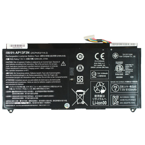 Батарея для ноутбука Acer AP13F3N (Aspire: S7-392, S7-393 series) 7.5V 6280mAh Black
