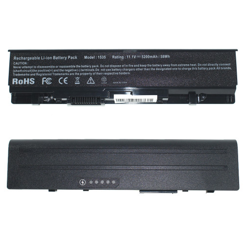 Батарея для ноутбука DELL WU946 (Studio: 1535, 1536, 1537, 1555, 1557, 1558) 11.1V 5200mAh Black