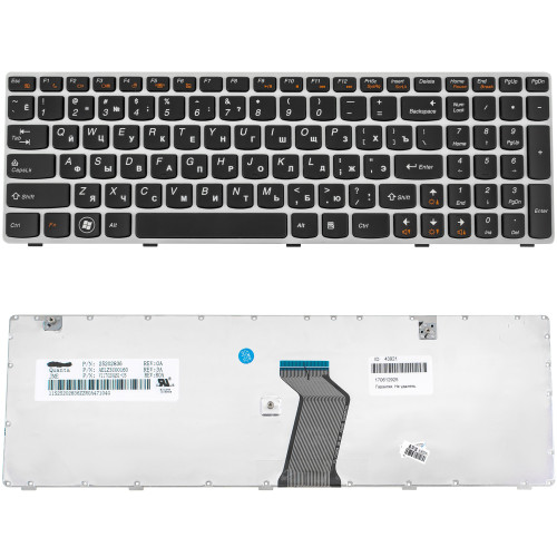 Клавиатура для ноутбука LENOVO (G580, G585, N580, N585, Z580, Z585) rus, black, white frame