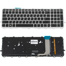 Клавіатура для ноутбука HP (Envy: 15-J, 15T-J, 15Z-J, 17-J, 17T-J series) rus, black, silver frame, підсвічування клавіш