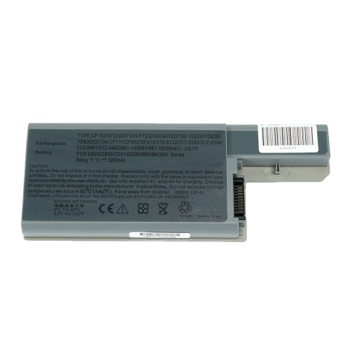Батарея для ноутбука Dell CF623 (Latitude: D531, D820, D830, PP04X, Precision: M4300, M65) 11.1V 5200mAh Silver