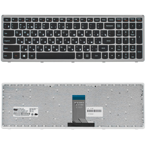Клавиатура для ноутбука LENOVO (IdeaPad: U510, Z710) rus, black, silver frame