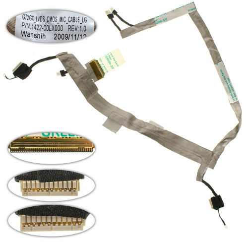 Шлейф матрицы для ноутбука ASUS (G72, G72G, G72GX, G72JH), LED, разъем под камеру (1422-00LX000)
