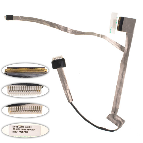 Шлейф матрицы для ноутбука DELL (Inspiron: N5040, N5050, M5040, V1540, V1550), LED, разъем под камеру (50.4IP02.002)