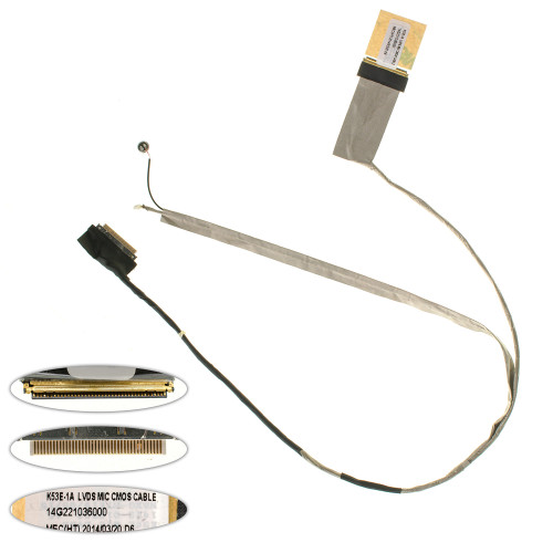 Шлейф матрицы для ноутбука ASUS (A53, K53, X53 series), LED, разъем под камеру (14G221036002)