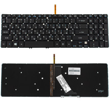 Клавиатура для ноутбука ACER (AS: M3-581, M5-581, V5-531, V5-551, V5-571 series) rus, black, без фрейма, подсветка клавиш