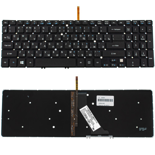 Клавіатура для ноутбука ACER (AS: M3-581, M5-581, V5-531, V5-551, V5-571 series) rus, black, без фрейма, підсвічування клавіш