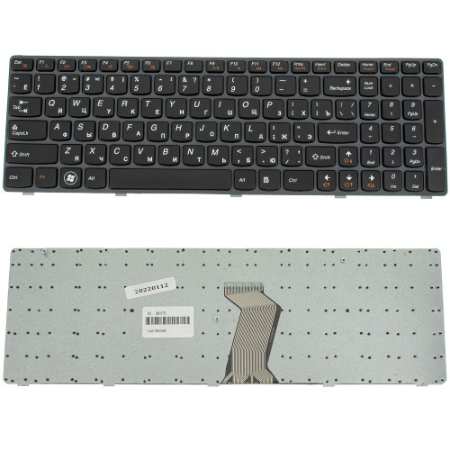 Клавіатура для ноутбука LENOVO (G580, G585, N580, N585, Z580, Z585) rus, black, gray frame