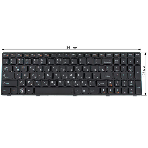 Клавиатура для ноутбука LENOVO (B570, B575, B580, B590, V570, V575, V580, Z570, Z575) rus, black, black frame