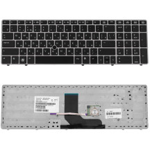 Клавіатура для ноутбука HP (EliteBook: 8560P, 8570P, 8570W) rus, black, silver frame з джойстиком
