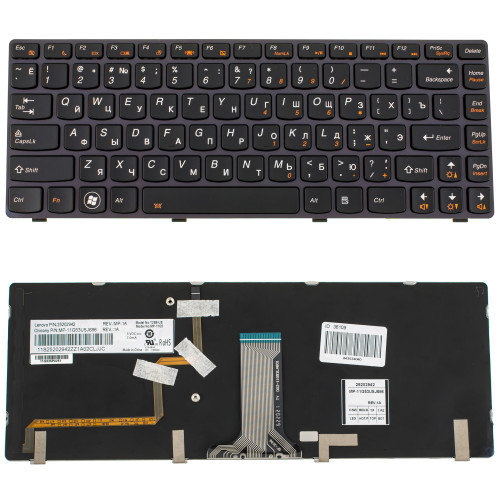 Клавіатура для ноутбука LENOVO (Y480, Y485) rus, black, підсвічування клавіш