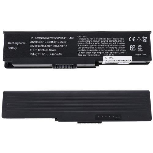 Батарея для ноутбука Dell WW116 (Inspiron: 1420, Vostro: 1400) 11.1V 4400mAh Black
