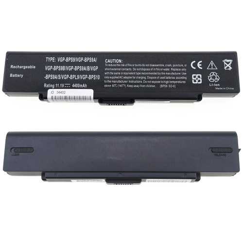 Батарея для ноутбука Sony BPS9 (VAIO VGN: AR53DB, AR73DB, AR83S, AR83US, AR93S, AR93US, NR498E/S, SZ35B/B, SZ54B/B, SZ55B/B, SZ55GN/B, SZ56, SZ561N, SZ562N, SZ57N, SZ58) 11.1V 4400mAh Black