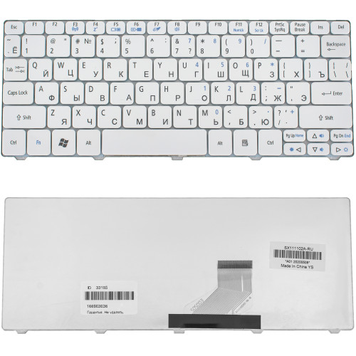 Клавіатура для ноутбука ACER (One: 521, 522, 532, 533, D255, D257, D260, D270, Happy, EM: 350, 355), rus, white